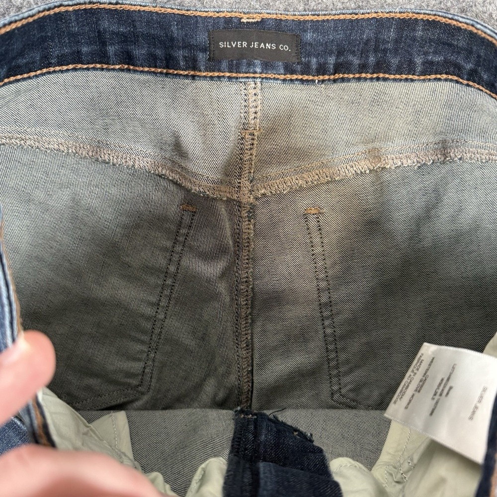 Silver Jeans Womens 30x28.5 (Fits 30x31) Blue Beau Straight Dark Wash Stretch - Picture 7 of 14
